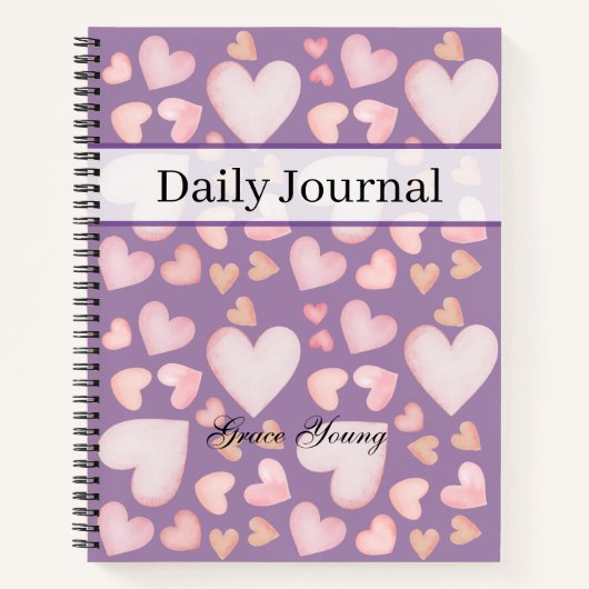 Personalized Purple Heart Daily Journal Custom (Devant)