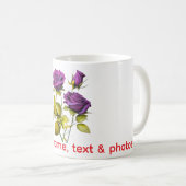 Personalized Purple Rose Mug | Add Your Name, Text (Devant droit)