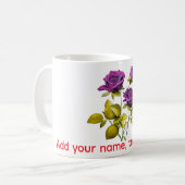 Personalized Purple Rose Mug | Add Your Name, Text (Devant gauche)