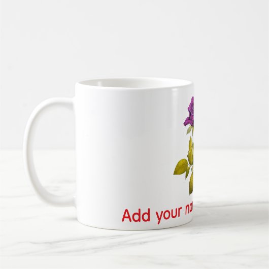 Personalized Purple Rose Mug | Add Your Name, Text (Gauche)