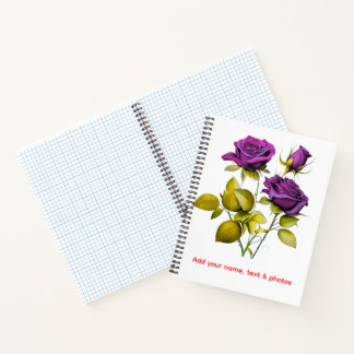 Personalized Purple Rose Notebook | Add Your Name Notitieboek