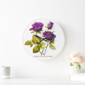Personalized Purple Rose Wall Clock | Add Your Grote Klok (Huis)