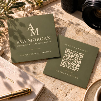 Personalized QR Code Modern Square Vierkante Visitekaartje