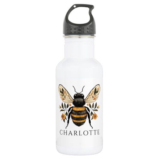 Personalized Queen Bee Floral Waterfles (Voorkant)