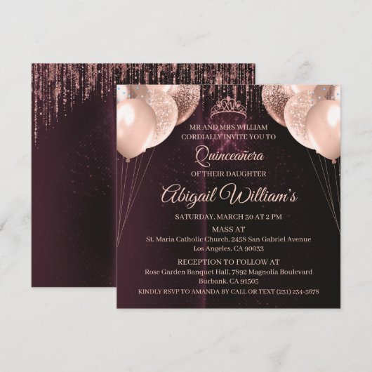 Personalized Quinceañera Invitation | Mis Quince A (Devant / Derrière)