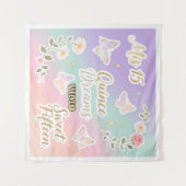 Personalized Quinceañera Photo Backdrop Wandkleed (Voorkant (horizontaal))