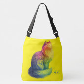 Personalized Rainbow Cat Monogram Crossbody Tas (Voorkant)