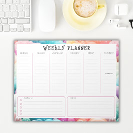 Personalized Rainbow Cloud Border, Weekly Planner Notitieblok