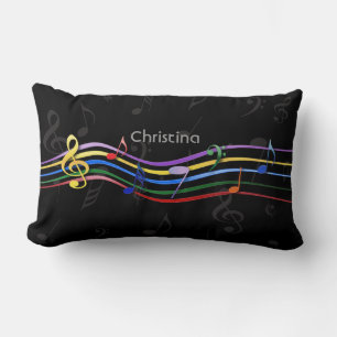 Personalized Rainbow Colored Music Notes Kussen