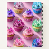 Personalized Rainbow Glitter Cupcakes on Pink Notitieboek (Achterkant)
