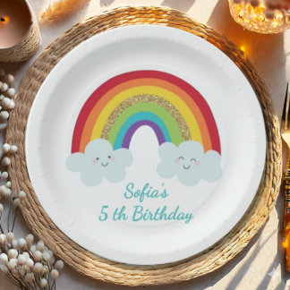 Personalized Rainbow Kids Birthday Custom Name Papieren Bordje