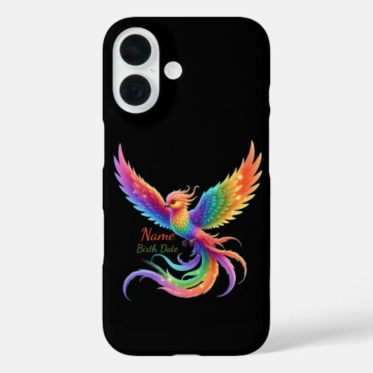 Personalized Rainbow Phoenix Name Birthdate Gift Case-Mate iPhone Case (Achterkant)