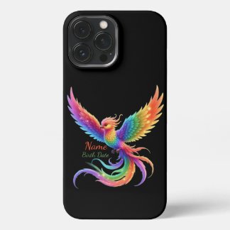 Personalized Rainbow Phoenix Name Birthdate Gift iPhone 13 Pro Max Hoesje