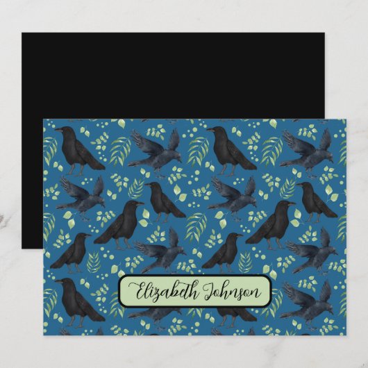 Personalized Ravens Note Card in Blue Notitiekaartje (Voorkant / Achterkant)