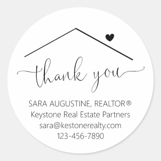 Personalized Realtor Thank You Sticker (Devant)