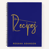 Personalized Recipe Journal (Indigo Blue & Gold) (Devant)