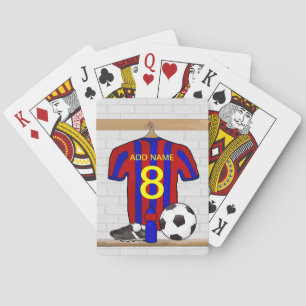 Personalized Red and Blue Football Soccer Jersey Speelkaarten