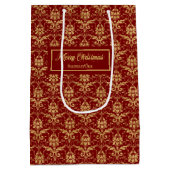 Personalized Red and Gold Christmas Gift Bag Medium Cadeauzakje (Achterkant)