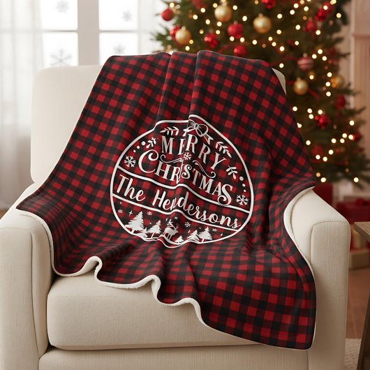 Personalized Red & Black Plaid Merry Christmas
