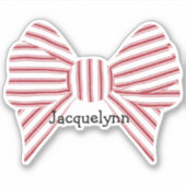 Personalized Red Christmas Bow Sticker (Voorkant)