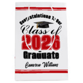 Personalized Red Class of 2026 Graduation Medium Cadeauzakje (Voorkant)