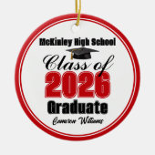 Personalized Red Class of 2026 Graduation Photo Keramisch Ornament (Voorkant)