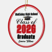 Personalized Red Class of 2026 Graduation Photo Keramisch Ornament (Links)