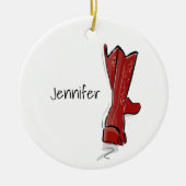 Personalized Red Cowboy Boots Western Holiday Gift Keramisch Ornament (Voorkant)