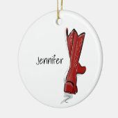 Personalized Red Cowboy Boots Western Holiday Gift Keramisch Ornament (Links)