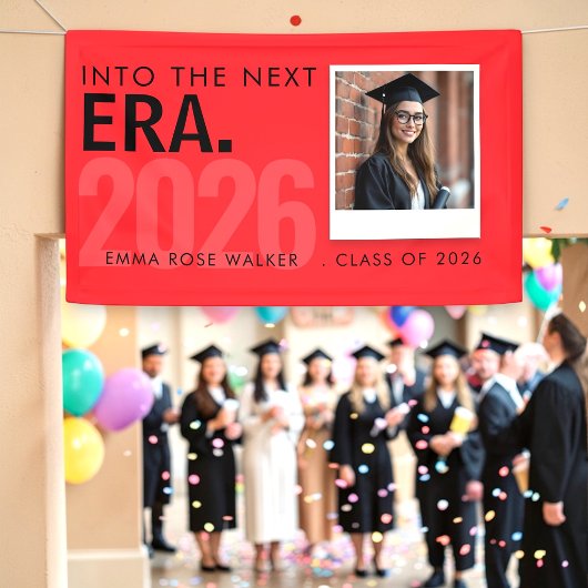 Personalized Red Graduation Photo Banner 2026