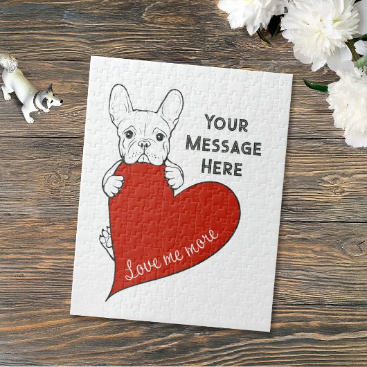 Personalized Red Heart Cute French Bulldog Legpuzzel
