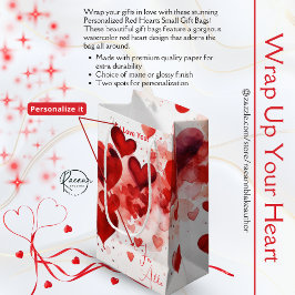 Personalized Red Hearts Small Gift Bag Klein Cadeauzakje