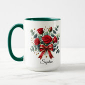 Personalized Red Rose Name Mug Elegant Gift (Gauche)