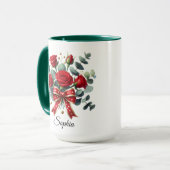Personalized Red Rose Name Mug Elegant Gift (Devant gauche)
