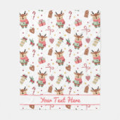Personalized Reindeer Christmas Fleece Blanket (Voorkant)