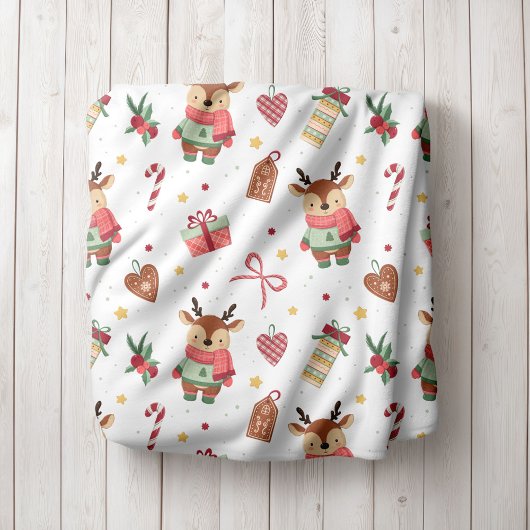 Personalized Reindeer Christmas Fleece Blanket Deken