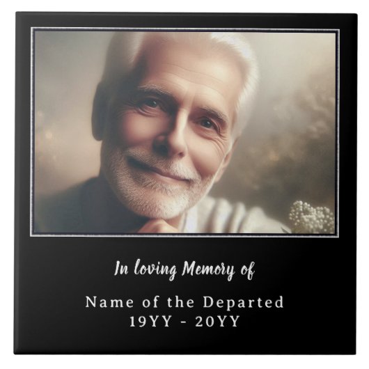 Personalized Remembrance Keepsake Photo Name Dates Tegeltje (Voorkant)