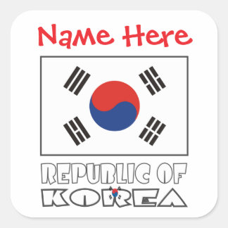Personalized Republic of Korea Flag Square Label