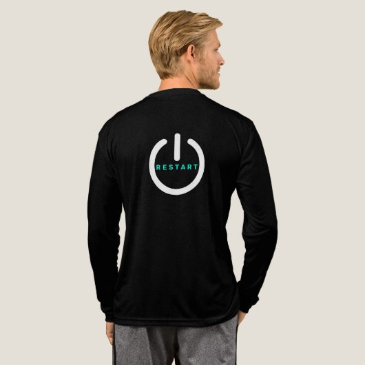 Personalized Restart Text Reset Button Funny Gift Tri-Blend Shirt (Achterkant)