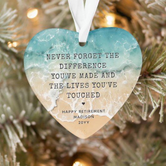 Personalized Retirement Modern Blue Ocean Beach Ornament (Boom)
