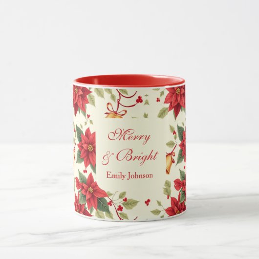 Personalized Retro Christmas Floral Mok (Midden)