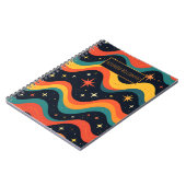 Personalized Retro Cosmic Waves Notebook Notitieboek (Linkerzijde)