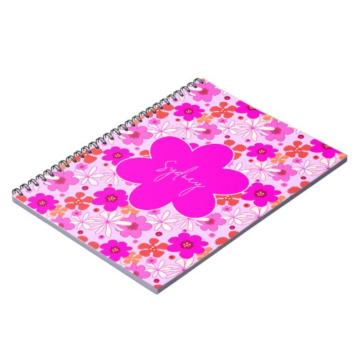 Personalized Retro Floral Design Journal Notebook (Côté gauche)