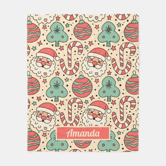 Personalized Retro Groovy Christmas Blanket Fleece Deken (Voorkant)