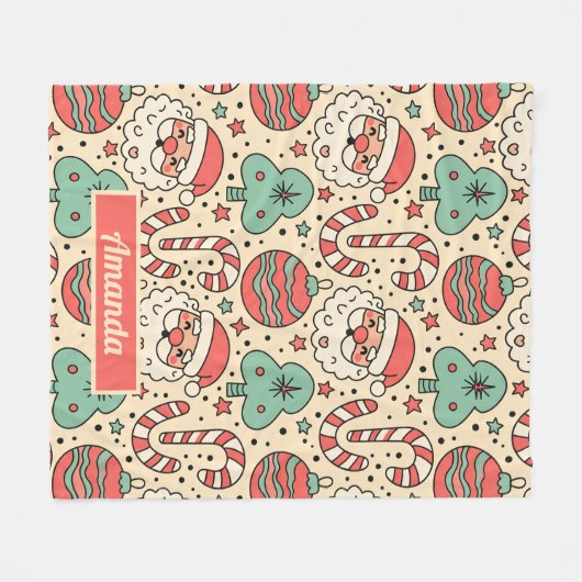 Personalized Retro Groovy Christmas Blanket Fleece Deken (Voorkant (Horizontaal))