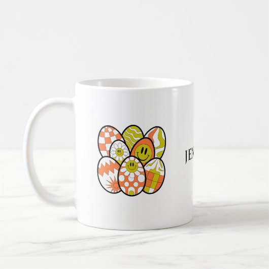 Personalized Retro Groovy Easter Egg Mug Koffiemok (Links)