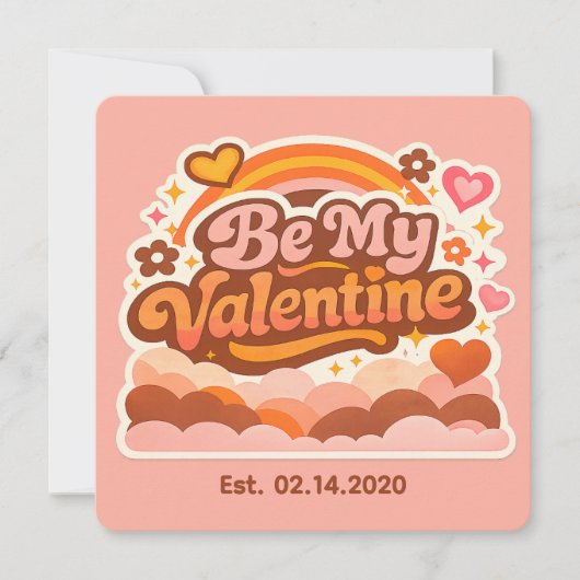 Personalized Retro Groovy Love Editable Date & Mes Kaart (Voorkant)