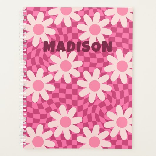 Personalized Retro Groovy Pink Daisy Flower Hippie (Devant)