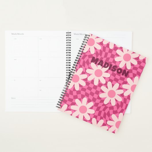 Personalized Retro Groovy Pink Daisy Flower Hippie (Devant avec enveloppe)