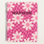 Personalized Retro Groovy Pink Daisy Flower Hippie<br><div class="desc">Plan your days in cheerful flower-power style with this personalized retro groovy pink daisy flower planner. Designed with a fun hippie-inspired floral pattern and soft pink daisy blooms, this custom name planner brings a nostalgic 70s retro vibe to everyday organization. Personalize the cover with a name to create a one-of-a-kind...</div>